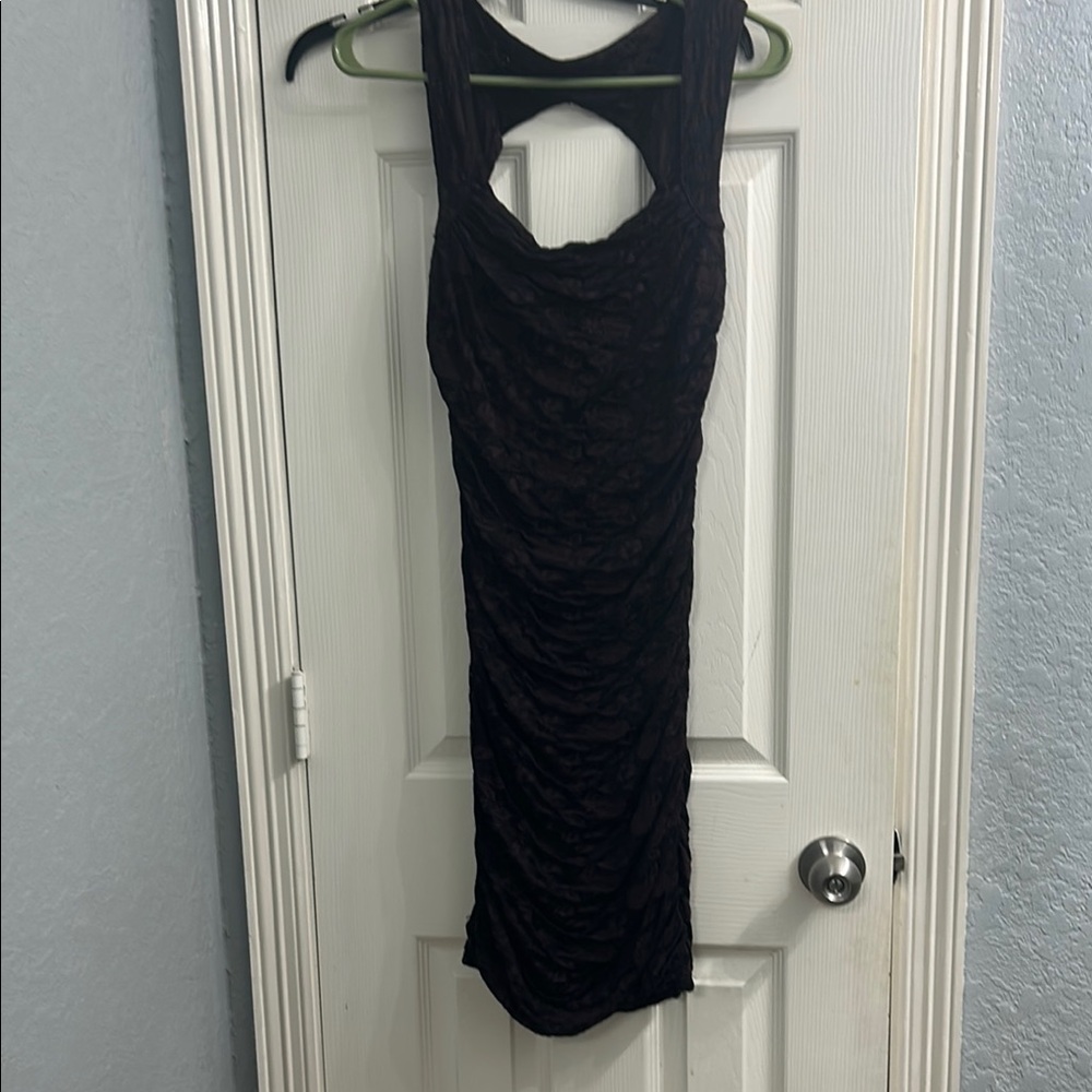 Free People Black Ruched Cut Out Midi Dress SP